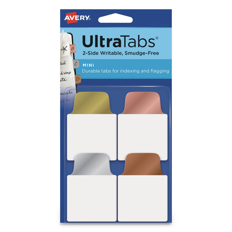 Ultra Tabs Repositionable Mini Tabs, 1/5-Cut Tabs, Assorted Metallic, 1" Wide, 40/pack - AVE74785