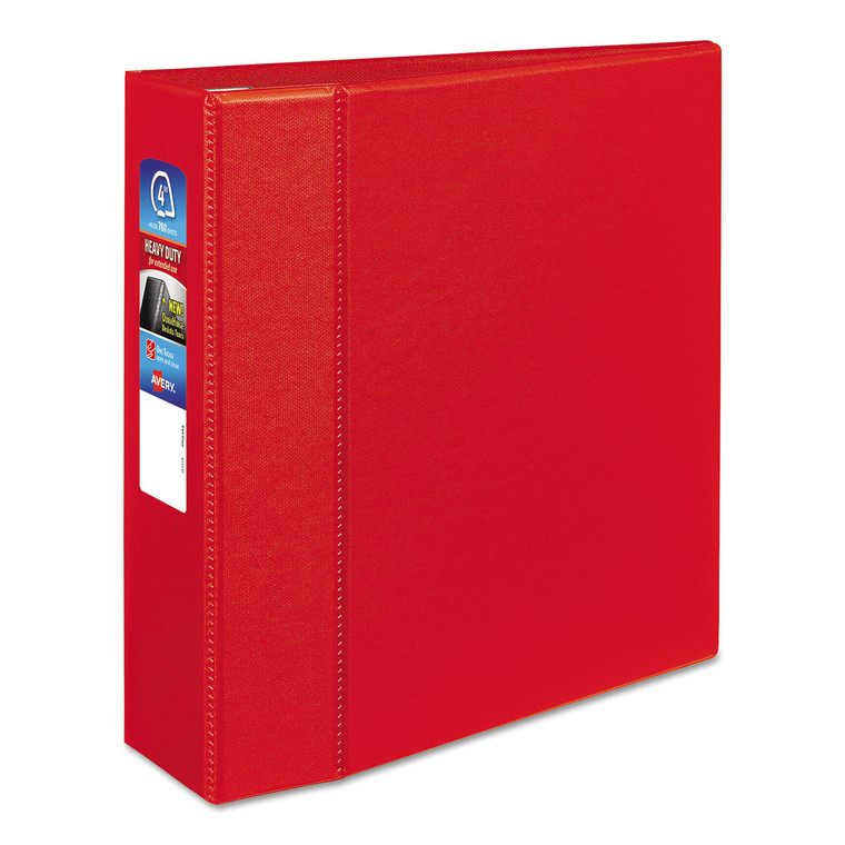 Heavy-Duty Non-View Binder With Durahinge And Locking One Touch Ezd Rings, 3 Rings, 4" Capacity, 11 X 8.5, Red - AVE79584