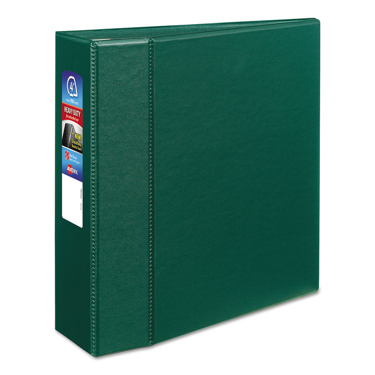 Heavy-Duty Non-View Binder With Durahinge And Locking One Touch Ezd Rings, 3 Rings, 4" Capacity, 11 X 8.5, Green - AVE79784