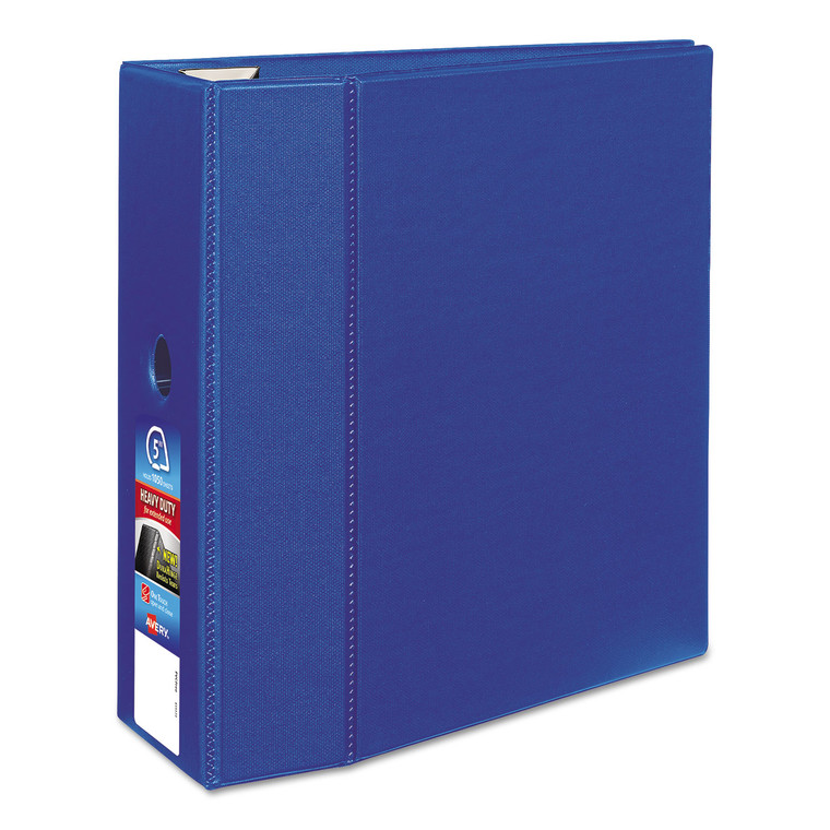 Heavy-Duty Non-View Binder With Durahinge, Locking One Touch Ezd Rings And Thumb Notch, 3 Rings, 5" Capacity, 11 X 8.5, Blue - AVE79886