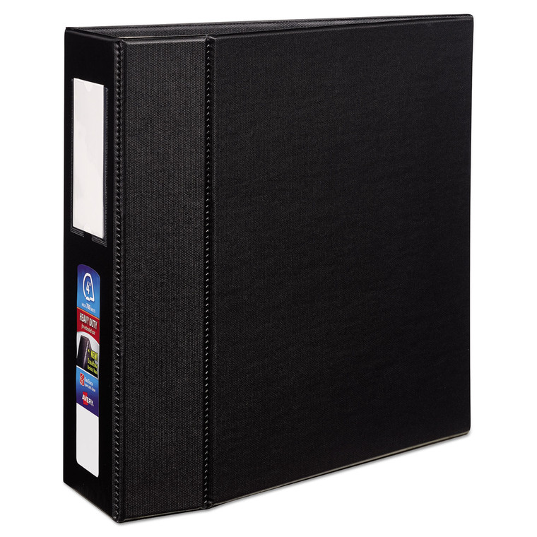 Heavy-Duty Non-View Binder With Durahinge, Three Locking One Touch Ezd Rings And Spine Label, 4" Capacity, 11 X 8.5, Black - AVE79994