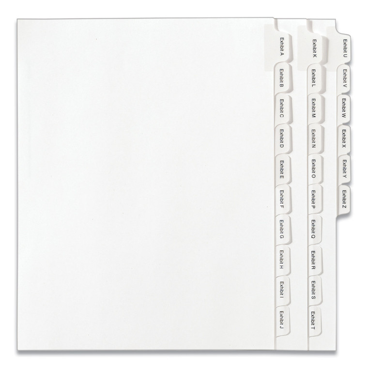 Preprinted Legal Exhibit Side Tab Index Dividers, Allstate Style, 26-Tab, Exhibit A To Exhibit Z, 11 X 8.5, White, 1 Set - AVE82105