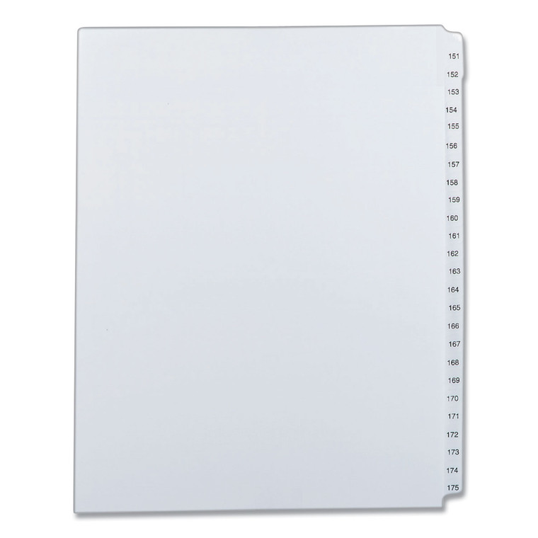 Preprinted Legal Exhibit Side Tab Index Dividers, Allstate Style, 25-Tab, 151 To 175, 11 X 8.5, White, 1 Set - AVE82189