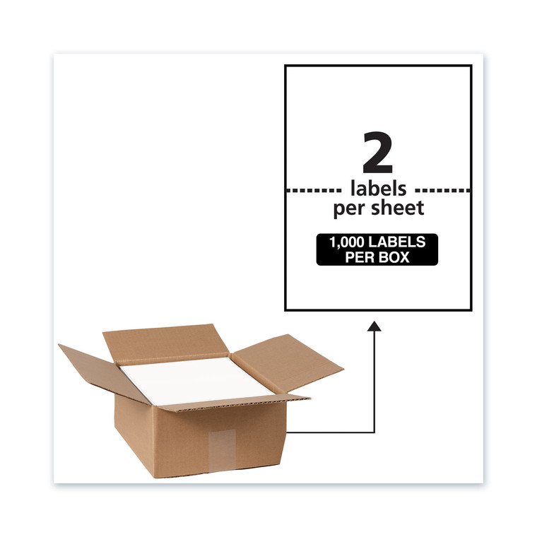 Waterproof Shipping Labels With Trueblock Technology, Laser Printers, 5.5 X 8.5, White, 2/sheet, 500 Sheets/box - AVE95526