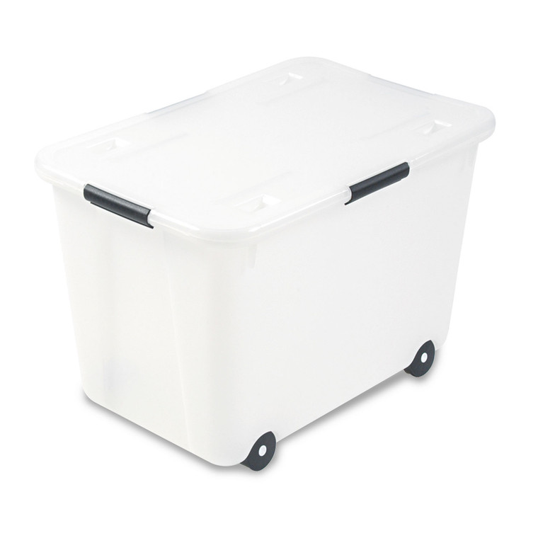 Rolling 15-Gal. Storage Box, Letter/legal Files, 23.75" X 15.75" X 15.75", Clear - AVT34009