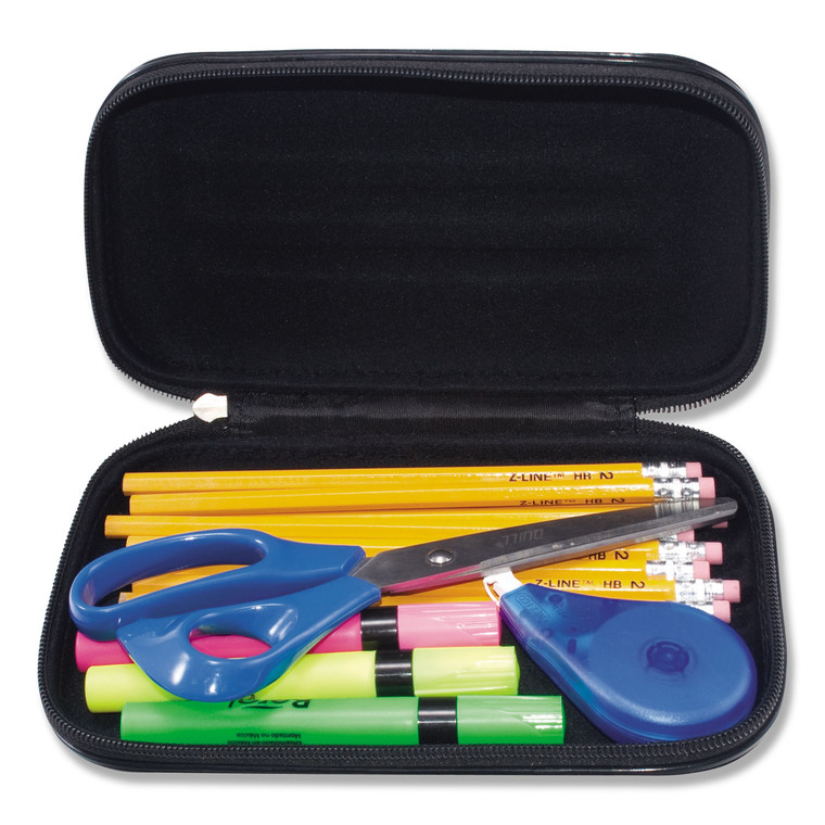 Large Soft-Sided Pencil Case, Fabric With Zipper Closure, Black - AVT67000