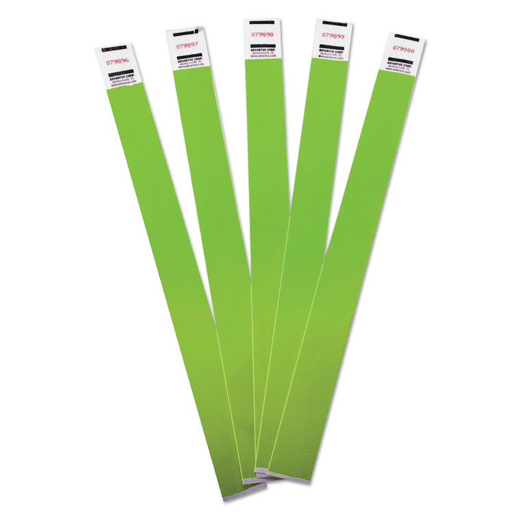 Crowd Management Wristbands, Sequentially Numbered, 9 3/4 X 3/4, Green, 500/pack - AVT75511