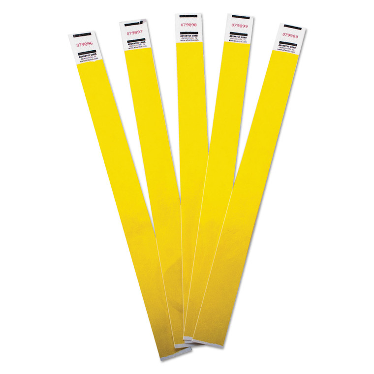 Crowd Management Wristbands, Sequentially Numbered, 9 3/4 X 3/4, Yellow, 500/pk - AVT75512