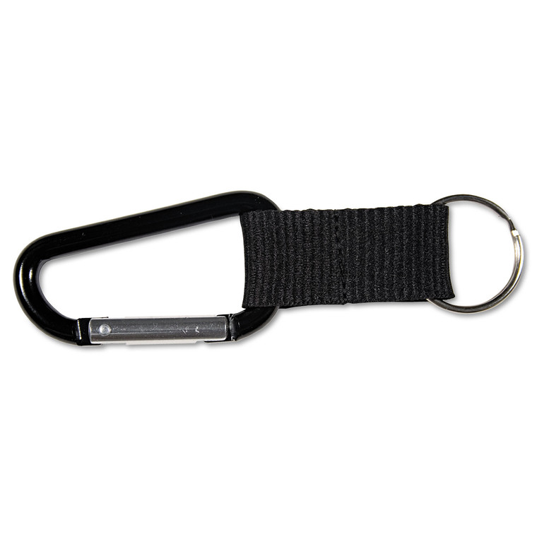 Carabiner Key Chains, Split Key Rings, Aluminum, Black, 10/pack - AVT75556