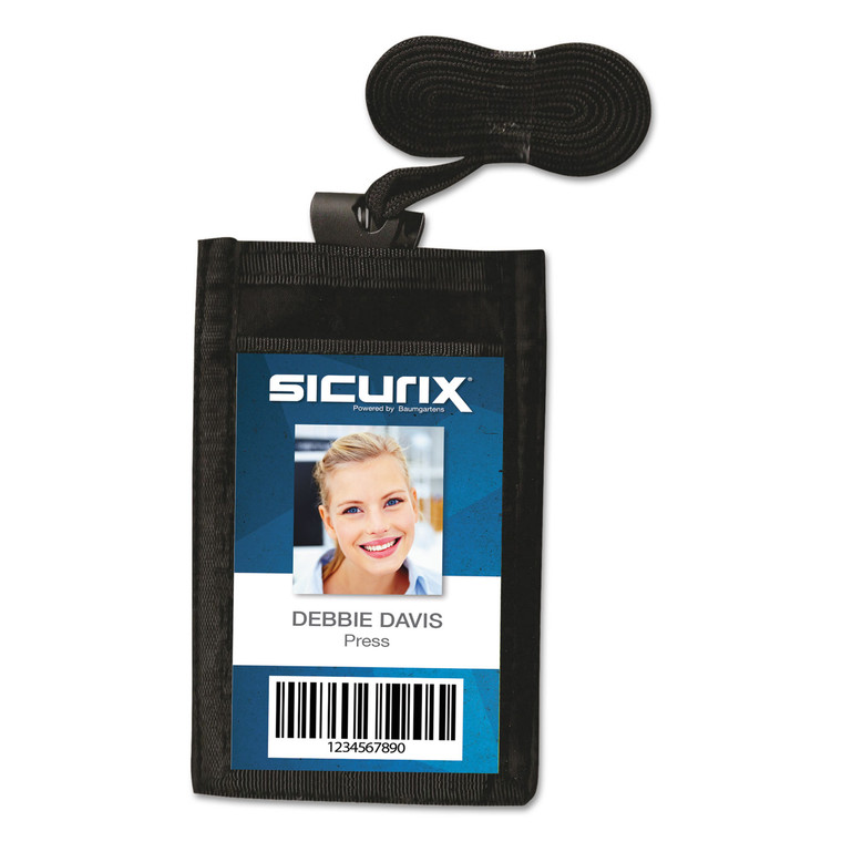 Sicurix Id Neck Pouch, Vertical, 3 X 4 3/4, Black - BAU55120