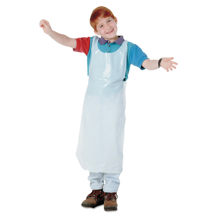 Disposable Apron, Polypropylene, One Size Fits All, White, 100/pack - BAU64620