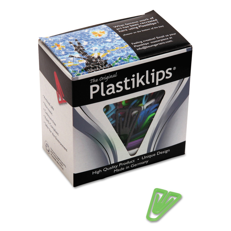 Plastiklips Paper Clips, Medium (no. 4), Assorted Colors, 500/box - BAULP0300