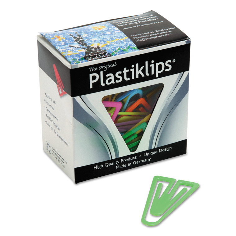 Plastiklips Paper Clips, Extra Large, Assorted Colors, 50/box - BAULP1700