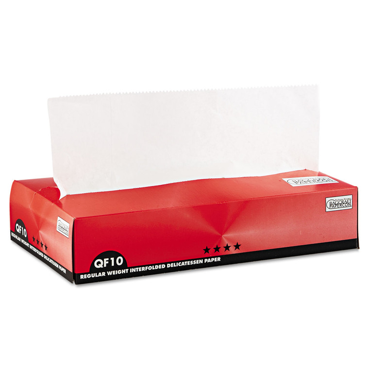 Qf10 Interfolded Dry Wax Deli Paper, 10 X 10.25, White, 500/box, 12 Boxes/carton - BGC011010