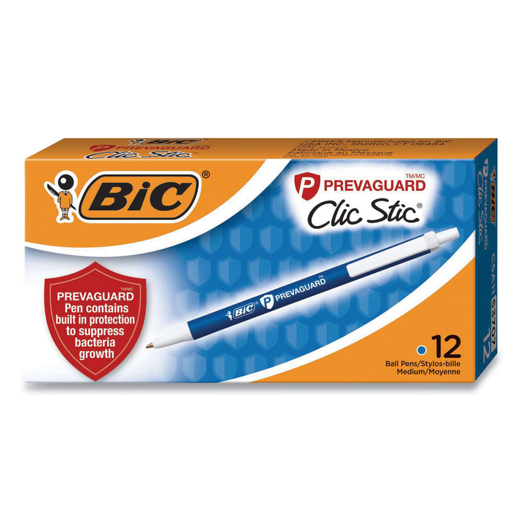 Prevaguard Ballpoint Pen, Retractable, Medium 1 Mm, Blue Ink, Blue Barrel - BICCSA11BE