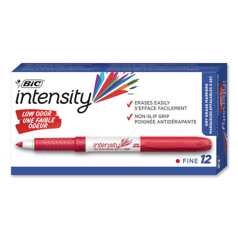 Intensity Low Odor Fine Point Dry Erase Marker, Fine Bullet Tip, Red, Dozen - BICGDE11RD