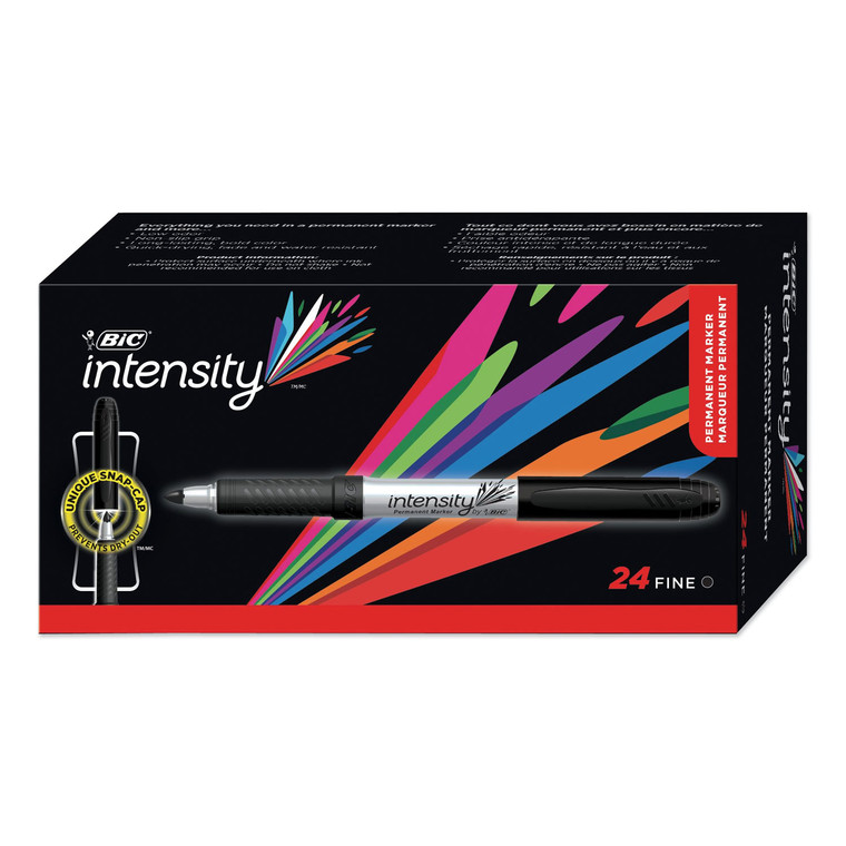 Intensity Fine Tip Permanent Marker Value Pack, Fine Bullet Tip, Black, 24/pack - BICGPM241BK