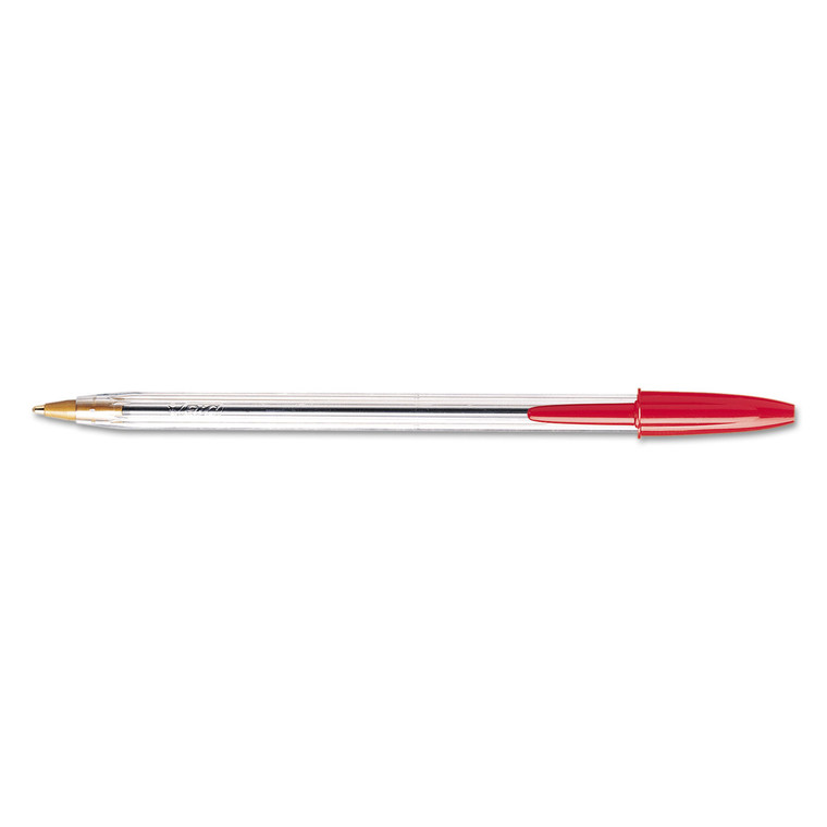 Cristal Xtra Smooth Ballpoint Pen, Stick, Medium 1 Mm, Red Ink, Clear Barrel, Dozen - BICMS11RD