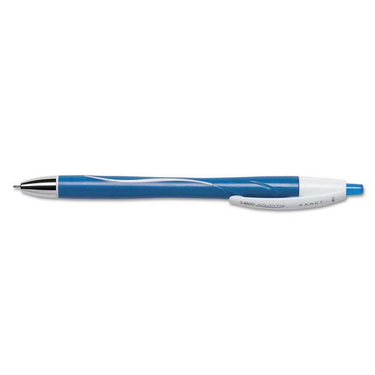 Glide Exact Ballpoint Pen, Retractable, Fine 0.7 Mm, Blue Ink, Blue Barrel, Dozen - BICVCGN11BE