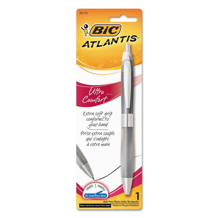 Glide Ultra Comfort Ballpoint Pen, Retractable, Medium 1 Mm, Black Ink, Randomly Assorted Barrel Colors - BICVCGUP11XBK