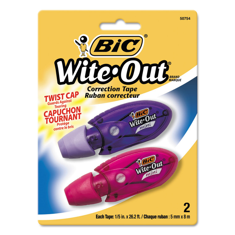 Wite-Out Mini Twist Correction Tape, Non-Refillable, 1/5" X 314", 2/pack - BICWOMTP21