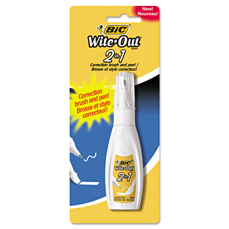 Wite-Out 2-In-1 Correction Fluid, 15 Ml Bottle, White - BICWOPFP11