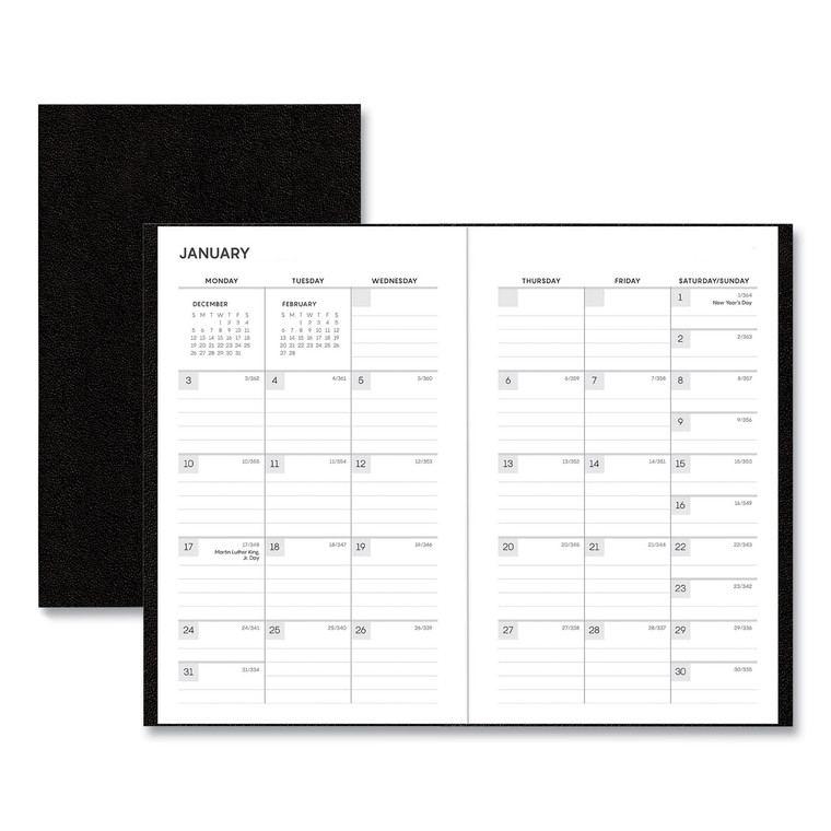 Aligned Slim Monthly Planner, 6 X 3.75, Black Cover, 12-Month (jan To Dec): 2022 - BLS123856
