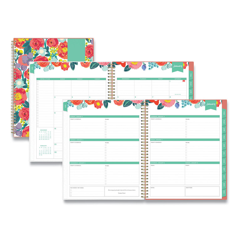 Day Designer Weekly/monthly Planner, Floral Sketch Artwork, 11 X 8.5, Multicolor Cover, 12-Month (jan-Dec): 2022 - BLS137360