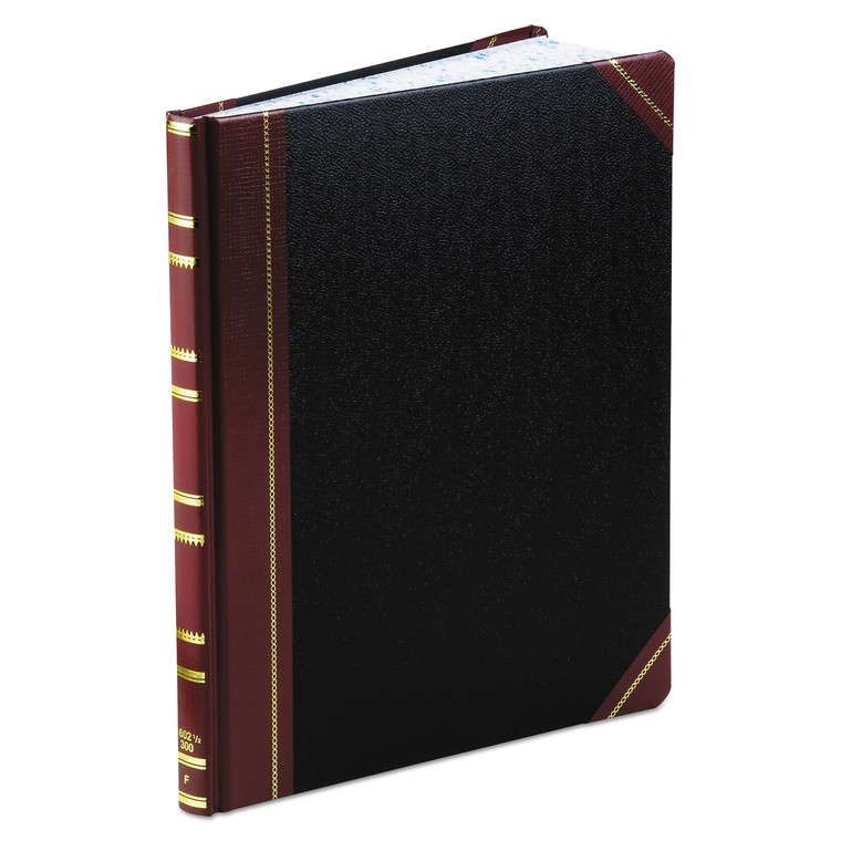 Extra-Durable Bound Book, Single-Page Record-Rule Format, Black/maroon/gold Cover, 11.94 X 9.78 Sheets, 300 Sheets/book - BOR1602123F