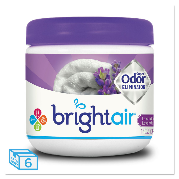 Super Odor Eliminator, Lavender And Fresh Linen, Purple, 14 Oz Jar, 6/carton - BRI900014CT