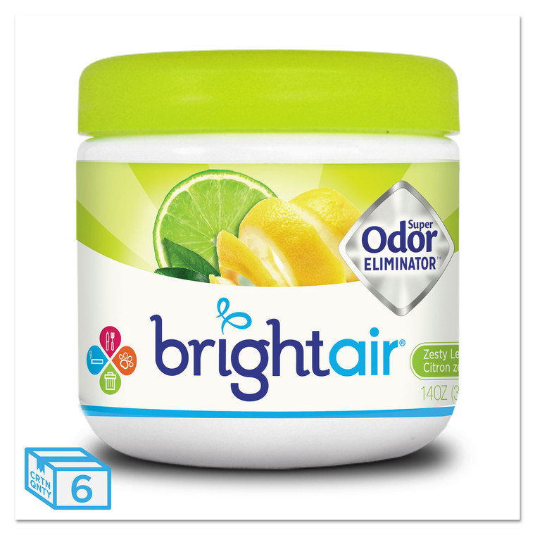 Super Odor Eliminator, Zesty Lemon And Lime, 14 Oz Jar, 6/carton - BRI900248