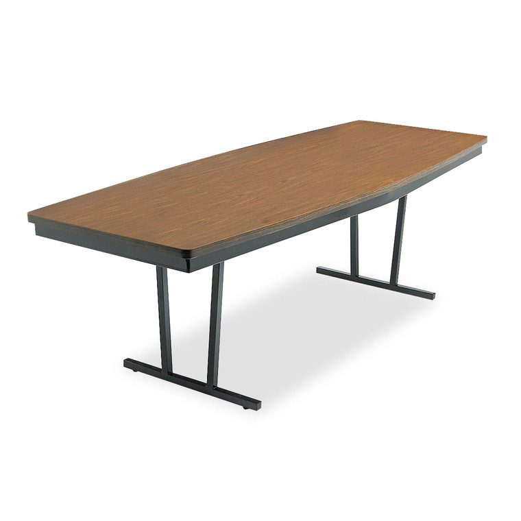 Economy Conference Folding Table, Boat, 96w X 36d X 30h, Walnut/black - BRKECT368WA