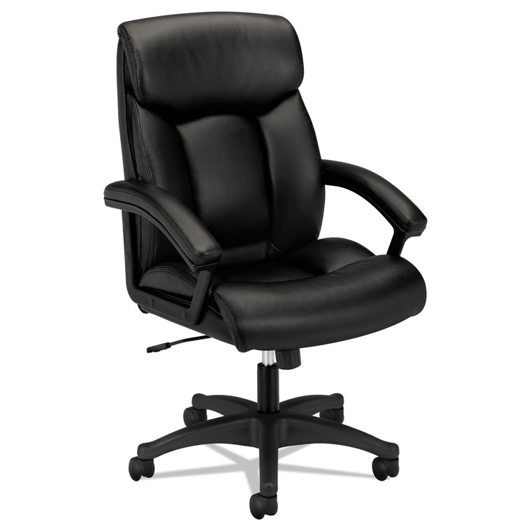 Hvl151 Executive High-Back Leather Chair, Supports Up To 250 Lb, 17.75" To 21.5" Seat Height, Black - BSXVL151SB11