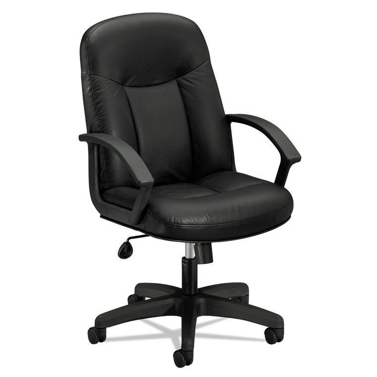 Hvl601 Series Executive High-Back Leather Chair, Supports Up To 250 Lb, 17.44" To 20.94" Seat Height, Black - BSXVL601SB11