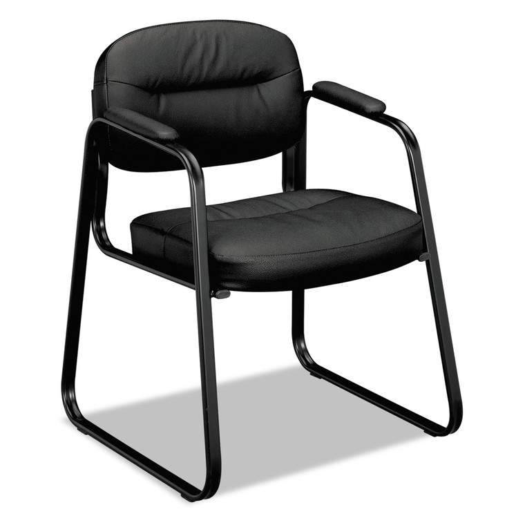 Hvl653 Leather Guest Chair, 22.25" X 23" X 32", Black - BSXVL653SB11