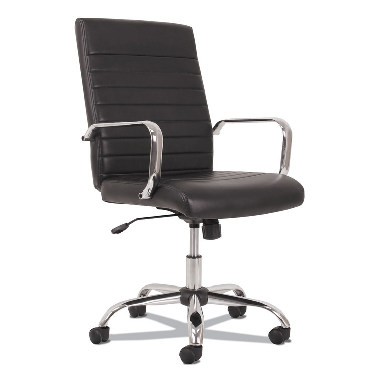 5-Eleven Mid-Back Executive Chair, Supports Up To 250 Lb, 17.1" To 20" Seat Height, Black Seat/back, Chrome Base - BSXVST511