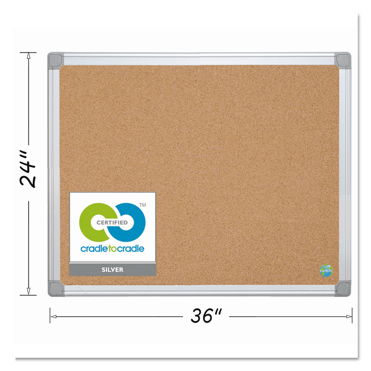 Earth Cork Board, 24 X 36, Aluminum Frame - BVCCA031790