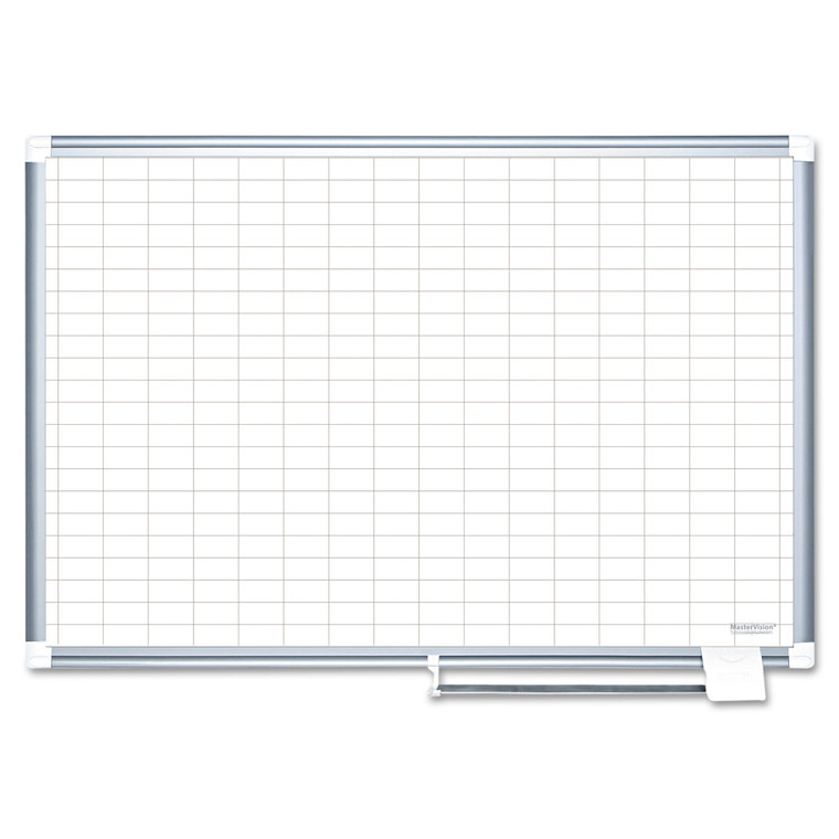 Gridded Magnetic Porcelain Planning Board, 1 X 2 Grid, 72 X 48, Aluminum Frame - BVCCR1230830