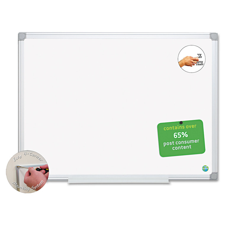 Earth Easy-Clean Dry Erase Board, White/silver, 18x24 - BVCMA0200790