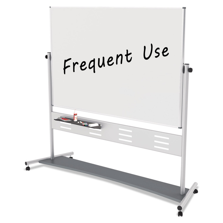 Magnetic Reversible Mobile Easel, Horizontal Orientation, 70.8" X 47.2" Board, 80" Tall Easel, White/silver - BVCQR5507