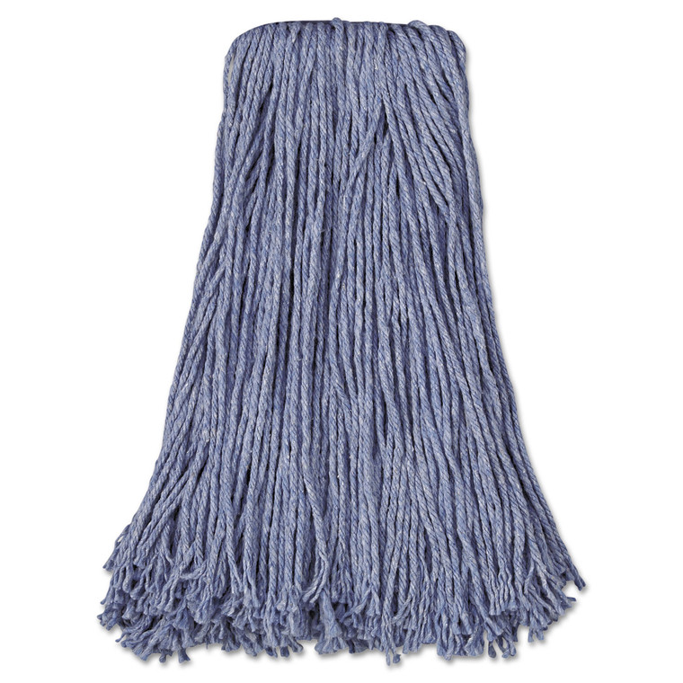 Mop Head, Standard Head, Cotton/synthetic Fiber, Cut-End, #24, Blue, 12/carton - BWK2024B