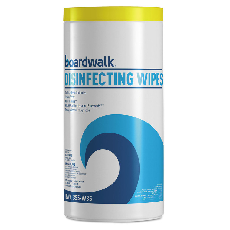 Disinfecting Wipes, 8 X 7, Lemon Scent, 35/canister, 12 Canisters/carton - BWK455W35