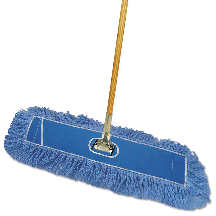 Dry Mopping Kit, 24 X 5 Blue Synthetic Head, 60" Natural Wood/metal Handle - BWKHL245BSPC