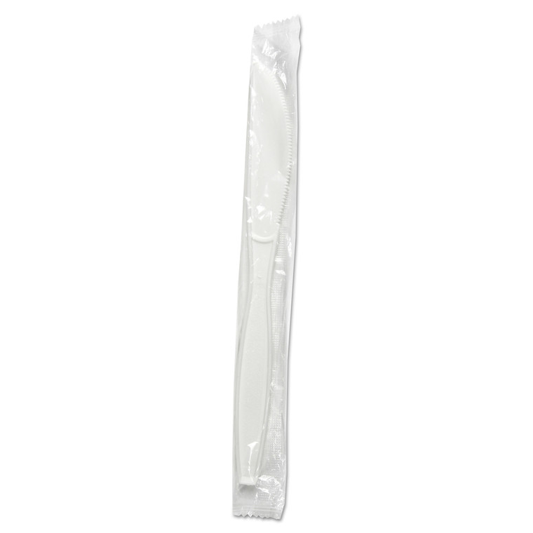 Heavyweight Wrapped Polypropylene Cutlery, Knife, White, 1,000/carton - BWKKNIHWPPWIW