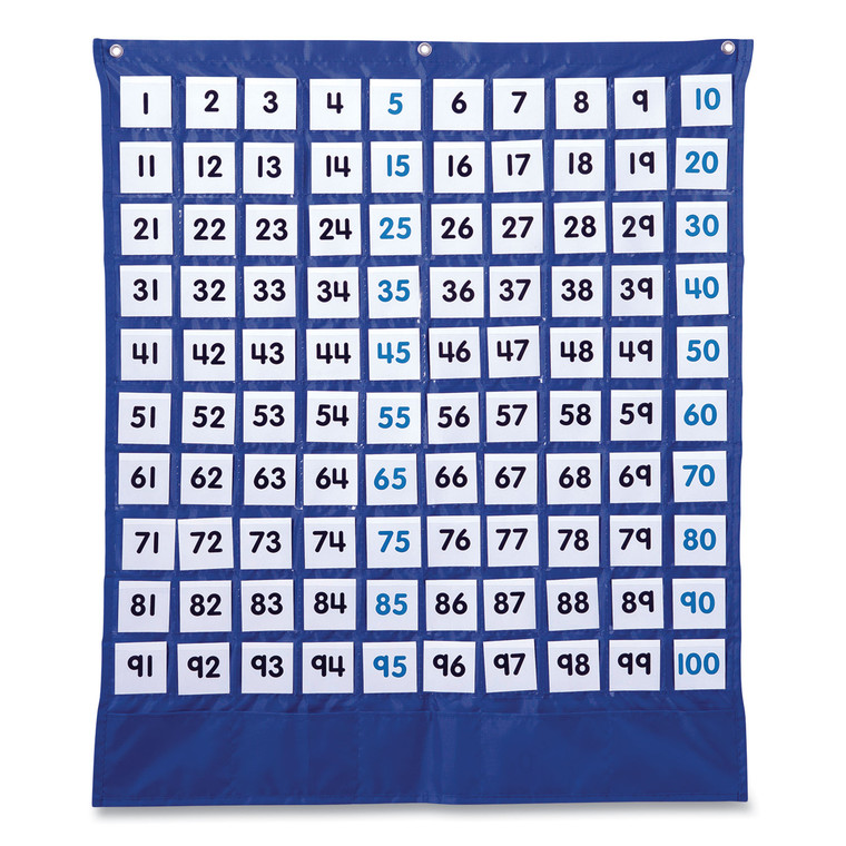 Hundreds Pocket Chart, 105 Pockets, 26 X 30, Blue - CDP158157