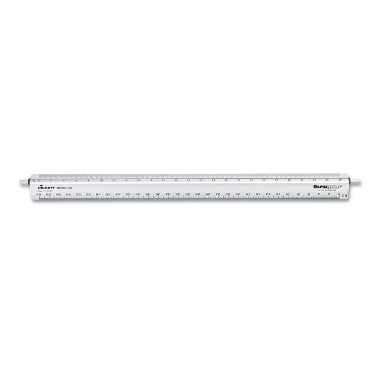 Adjustable Triangular Scale Aluminum Engineers Ruler, 12", Long, Silver - CHA240