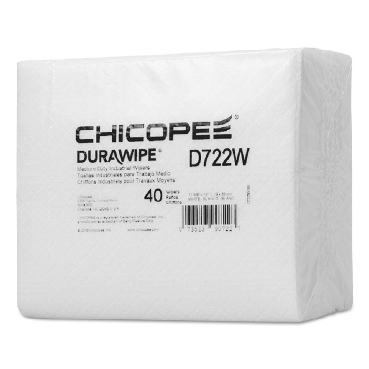 Durawipe Medium-Duty Industrial Wipers, 14.6" X 13.7, White, 960/carton - CHID722W