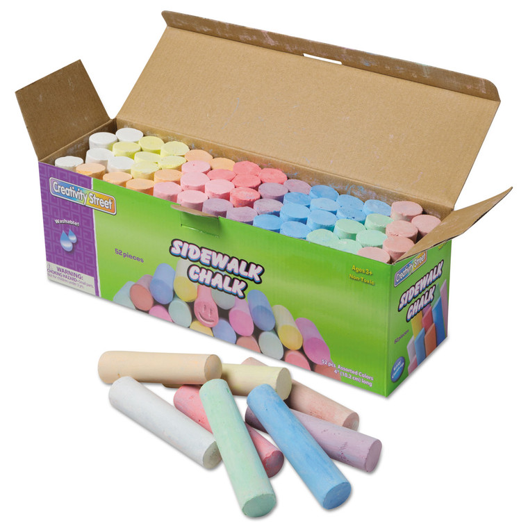 Sidewalk Chalk, 4 X 1 Dia. Jumbo Stick, 12 Assorted Colors, 52/set - CKC1752