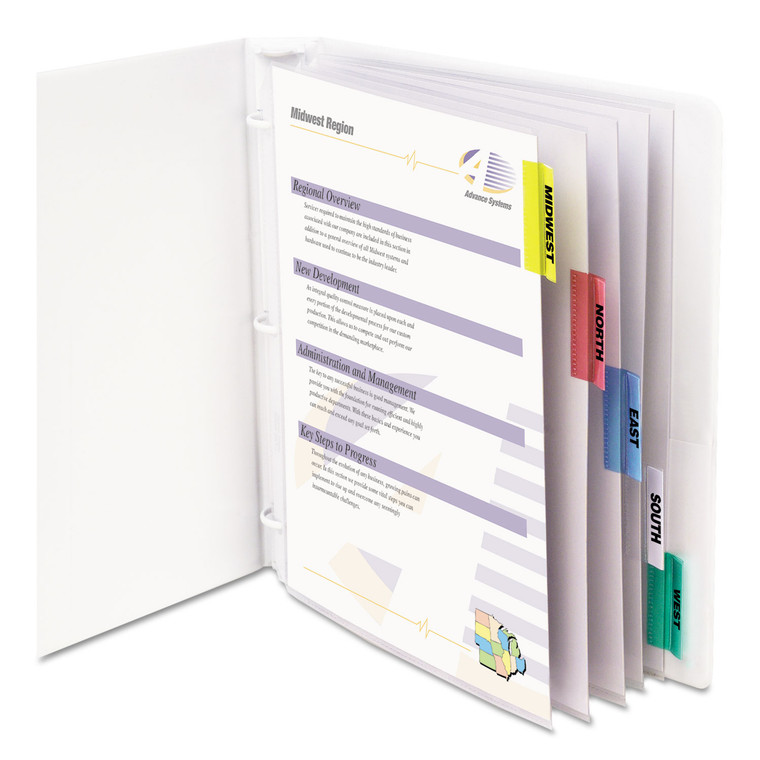 Sheet Protectors With Index Tabs, Assorted Color Tabs, 2", 11 X 8 1/2, 5/st - CLI05550