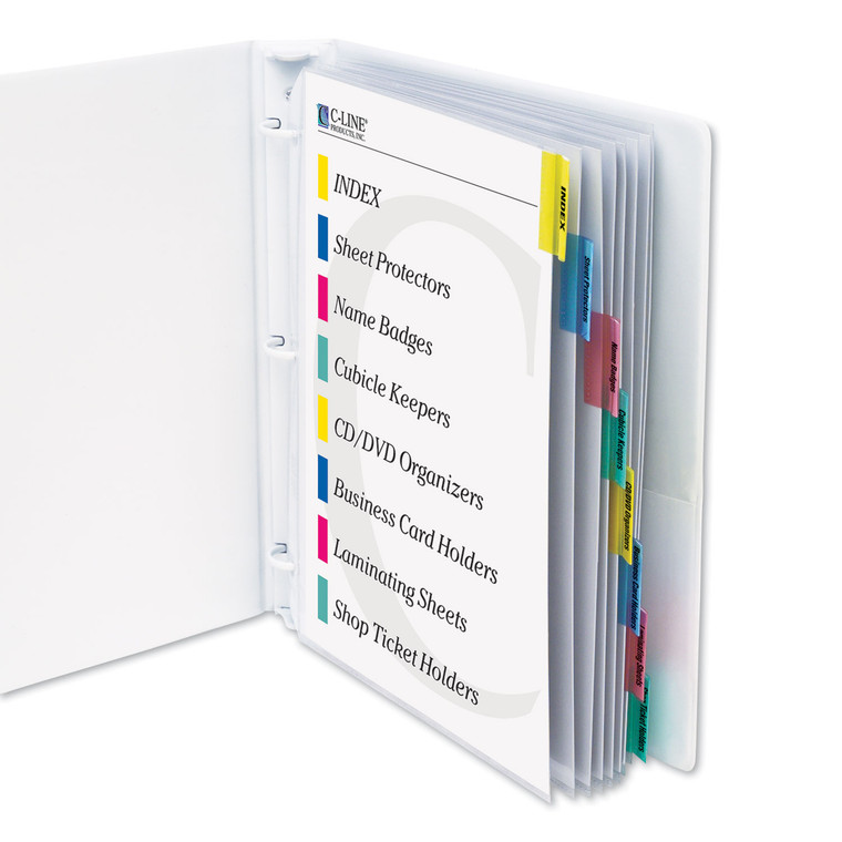 Sheet Protectors With Index Tabs, Assorted Color Tabs, 2", 11 X 8 1/2, 8/st - CLI05580
